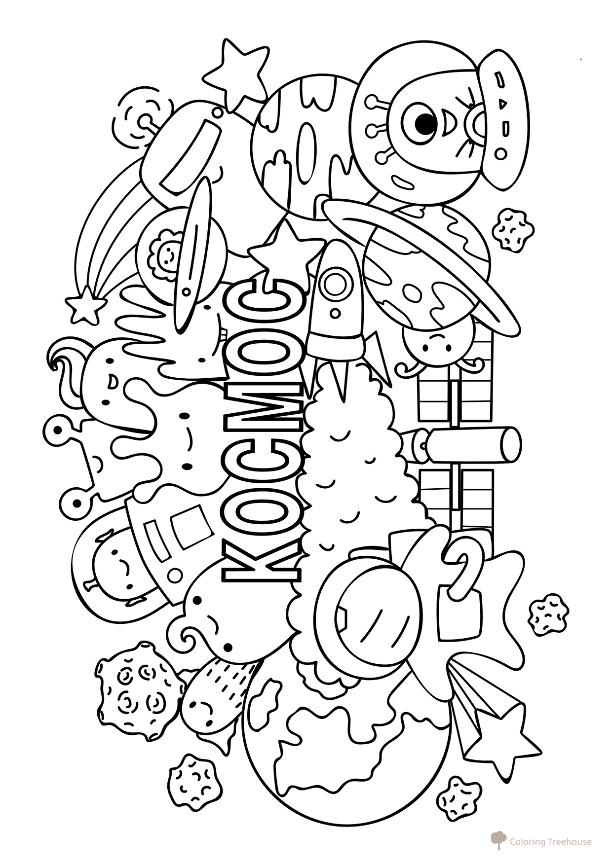 Space Doodle Coloring Page free printable Space Coloring Pages coloring page