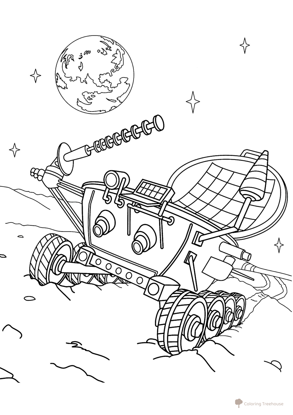 Moon Rover on the Moon Coloring Page free printable Space Coloring Pages coloring page