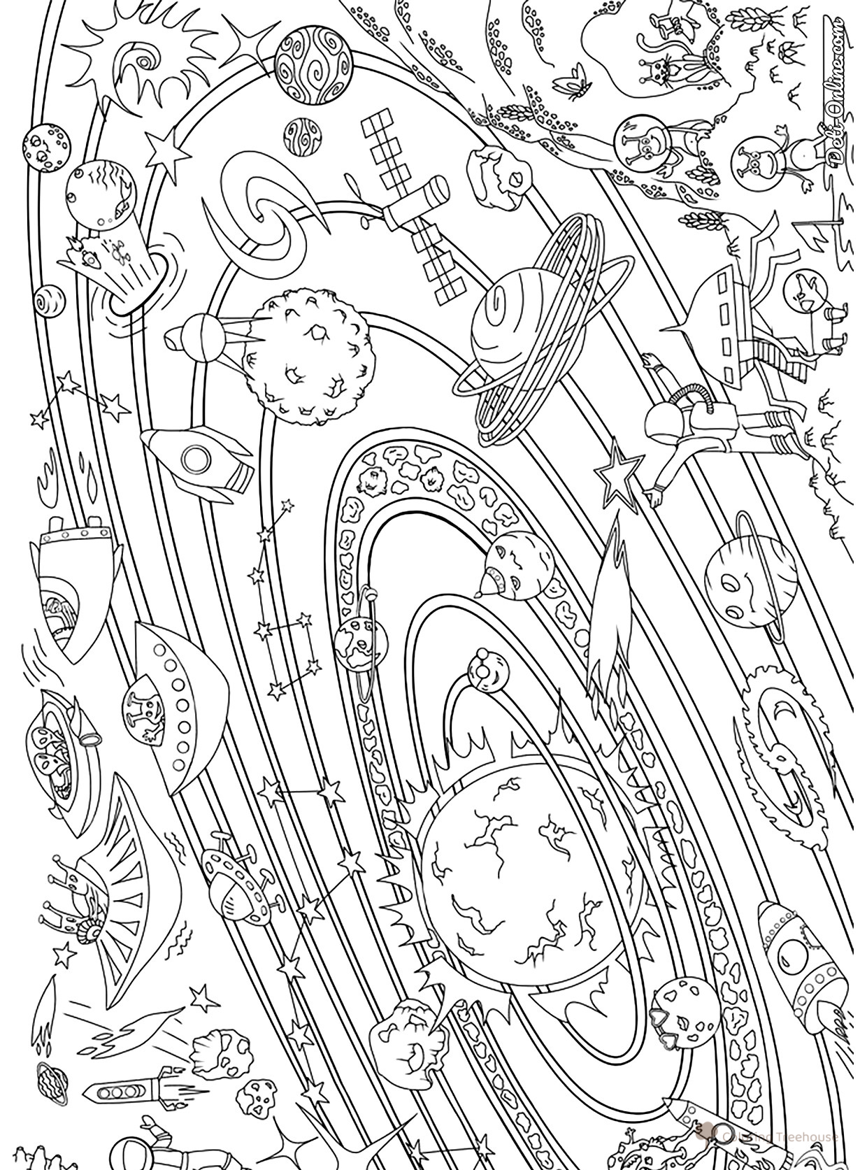 Mega раскраска Космос — раскраски на тему космоса dibujo para colorear gratis de Space Coloring Pages