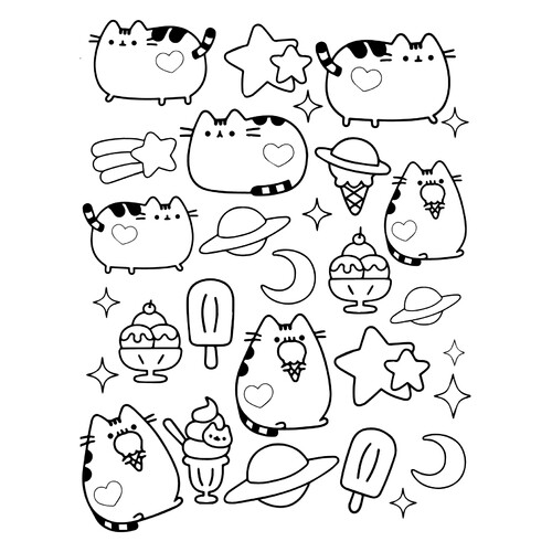 Página para colorear Gato Pusheen helado (arte terapia) dibujo para colorear gratis de Pusheen Coloring Pages