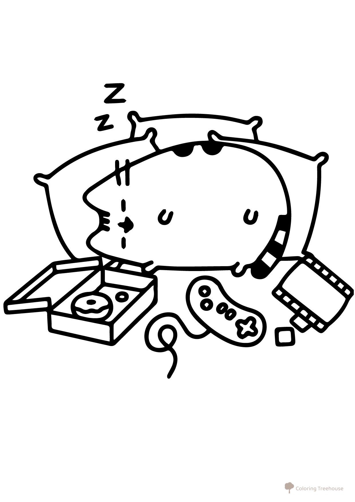 Sleeping Pusheen Coloring Page free printable Pusheen Coloring Pages coloring page