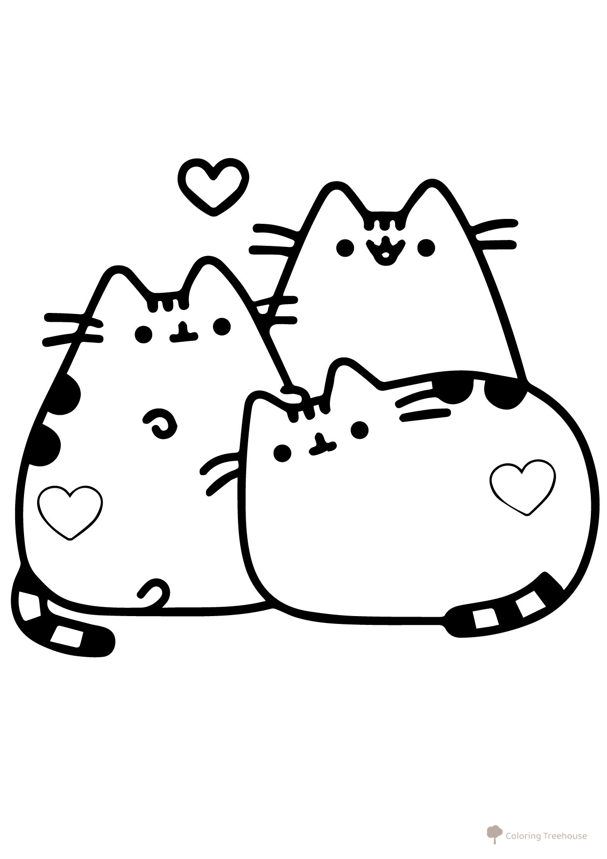Pusheen in Love Coloring Page free printable Pusheen Coloring Pages coloring page