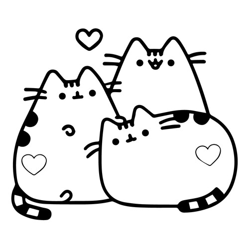 Pusheen in Love Coloring Page free printable Pusheen Coloring Pages coloring page