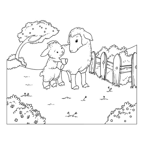 Children's Greeting Card Coloring Page with Sheep free printable Goat and Sheep Coloring Pages coloring page
