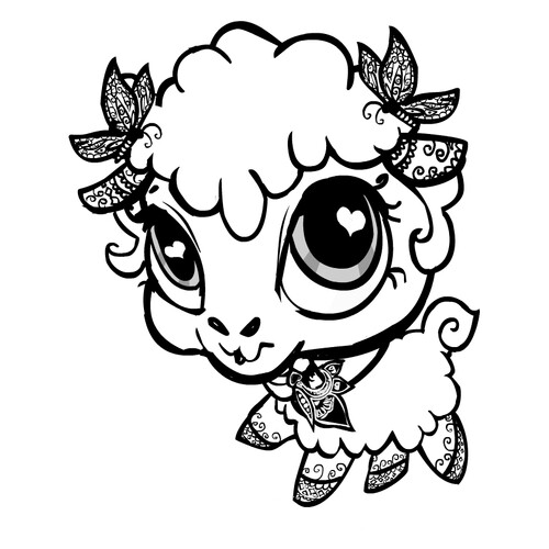 Página para colorear: Encantadora ovejita dibujo para colorear gratis de Páginas para colorear de cabras y ovejas