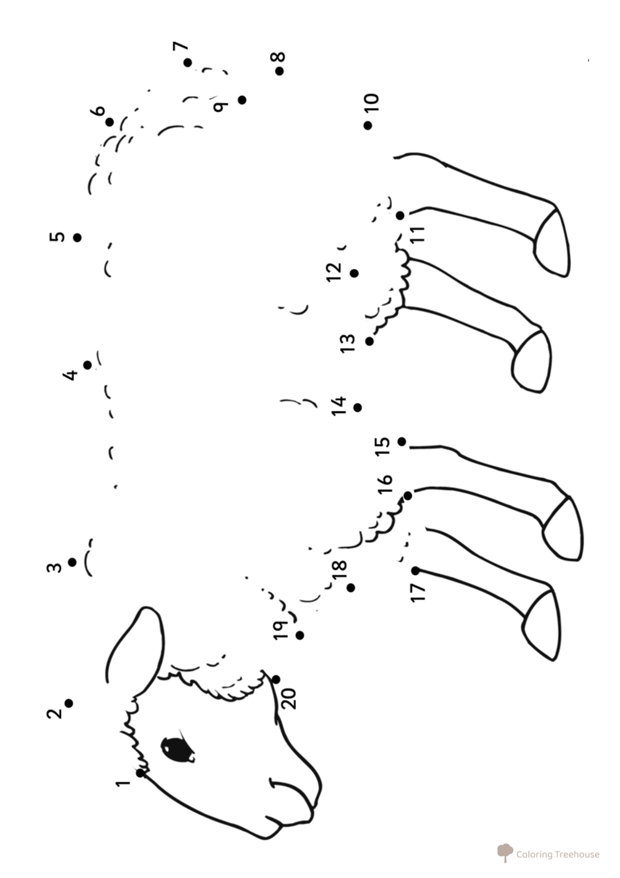 Connect-the-Dots Sheep Coloring Page free printable Goat and Sheep Coloring Pages coloring page