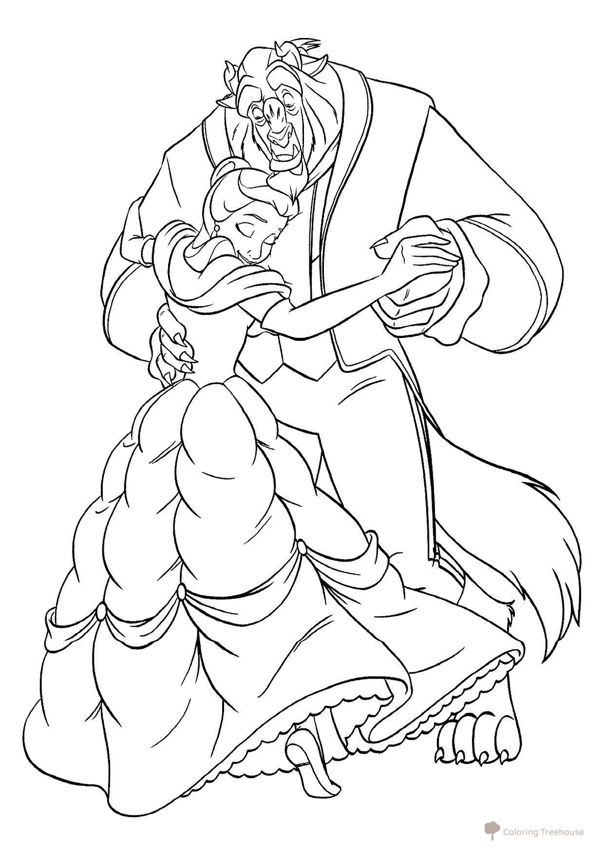 Belle Dancing with the Beast Coloring Page free printable Beauty and the Beast Coloring Pages coloring page