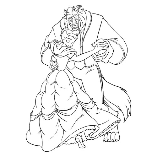 Belle Dancing with the Beast Coloring Page free printable Beauty and the Beast Coloring Pages coloring page