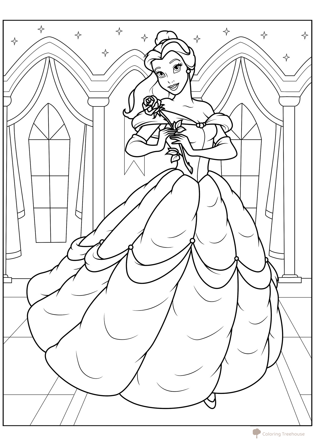 Página para colorear: Bella (Красавица Белль) dibujo para colorear gratis de Páginas para colorear de La Bella y la Bestia