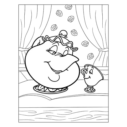 Dibujo para colorear: Mrs. Potts y la taza Chip dibujo para colorear gratis de Páginas para colorear de La Bella y la Bestia