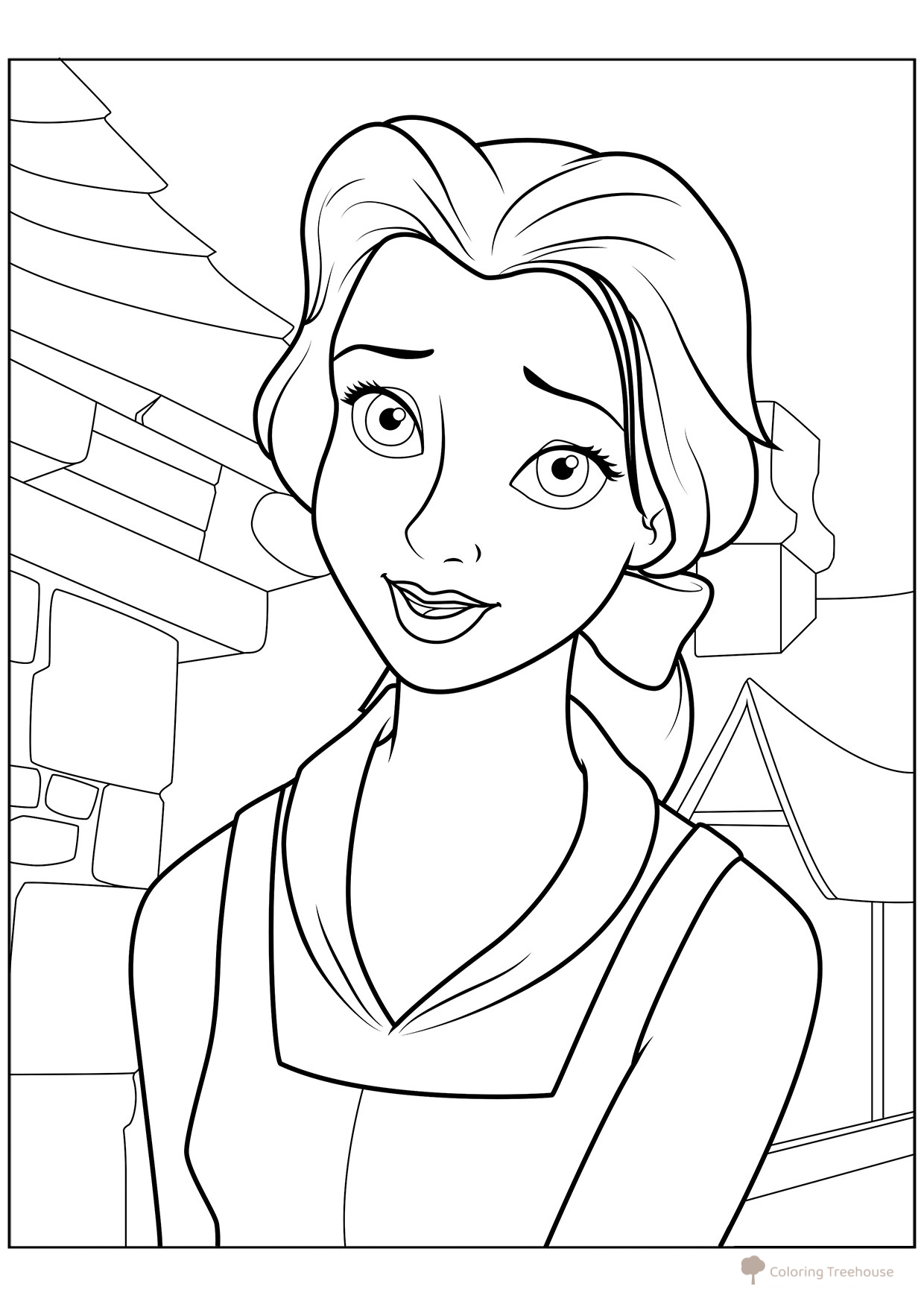 Belle Portrait Coloring Page free printable Beauty and the Beast Coloring Pages coloring page