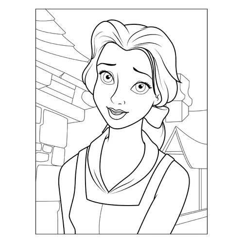 Belle Portrait Coloring Page free printable Beauty and the Beast Coloring Pages coloring page