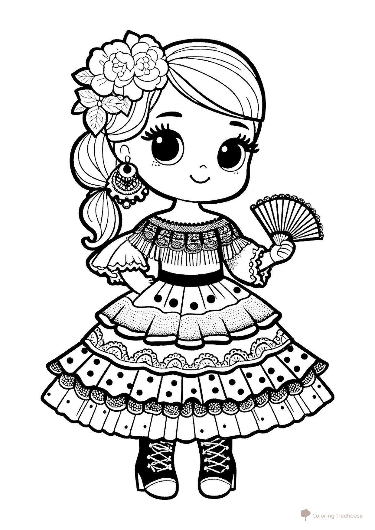Spanish Doll Coloring Page free printable Doll Coloring Pages coloring page