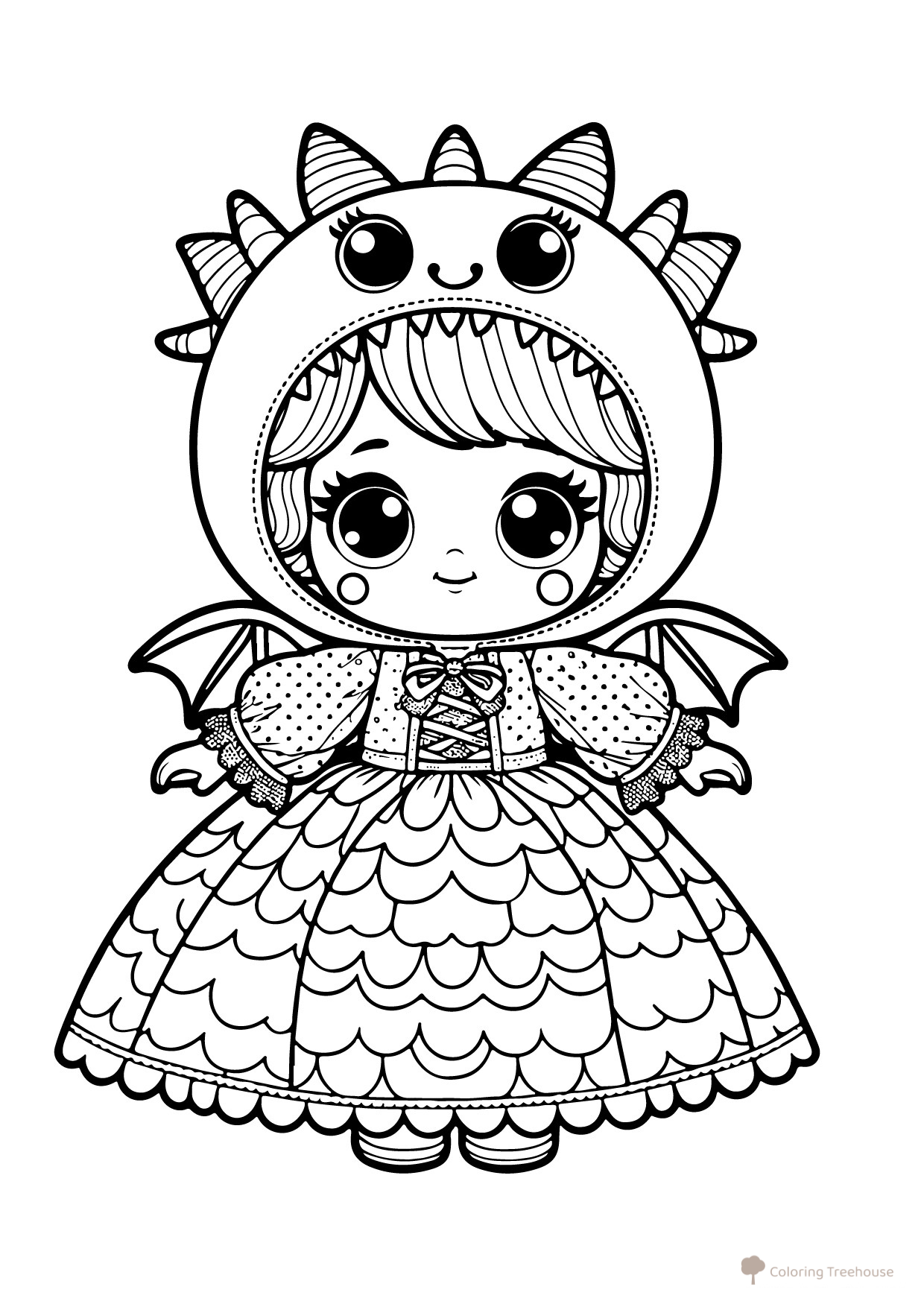 Dragon Doll Coloring Page free printable Doll Coloring Pages coloring page