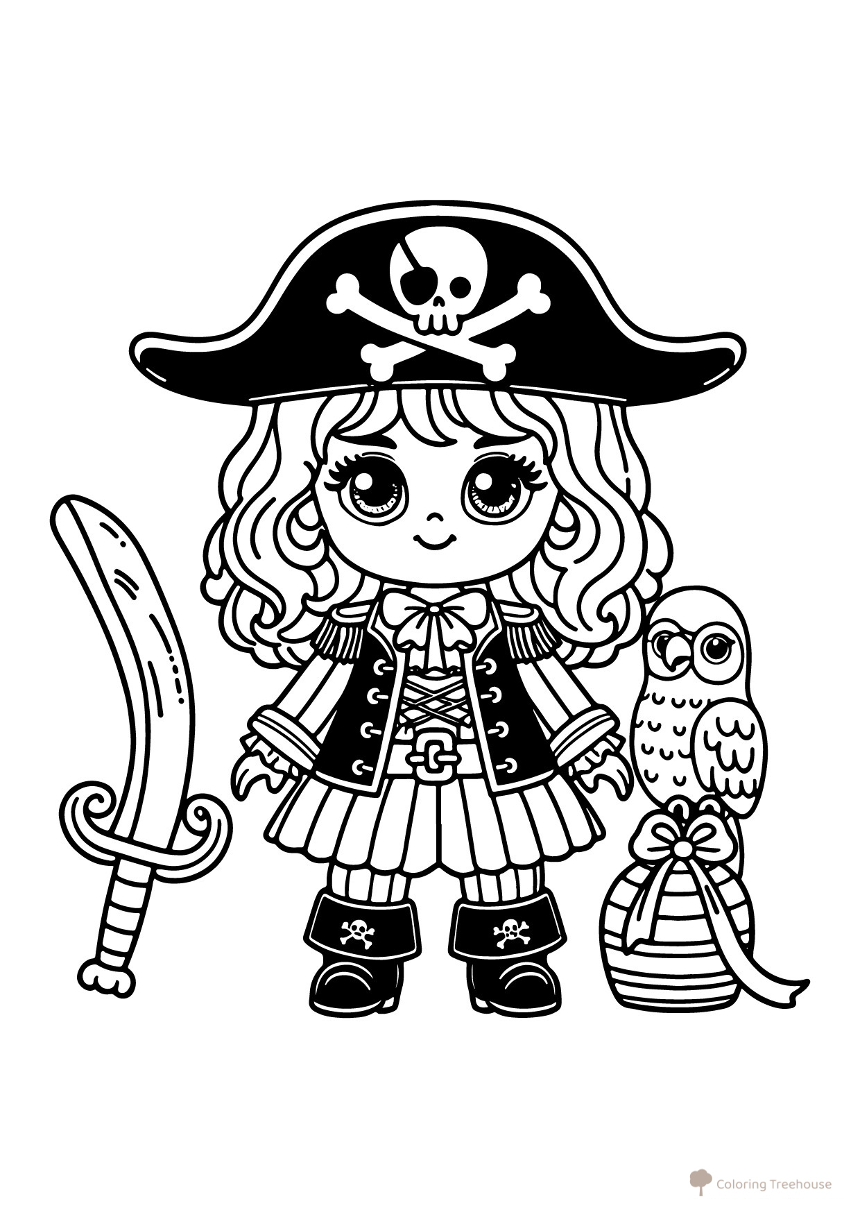 Pirate Doll Coloring Page free printable Doll Coloring Pages coloring page