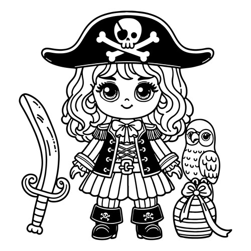 Pirate Doll Coloring Page free printable Doll Coloring Pages coloring page