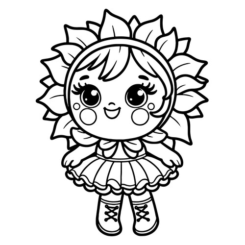 Página para colorear «Muñeca Sol» dibujo para colorear gratis de Páginas para colorear de muñecas