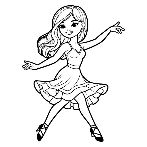 Página para colorear «Muñeca bailando tango» dibujo para colorear gratis de Páginas para colorear de muñecas