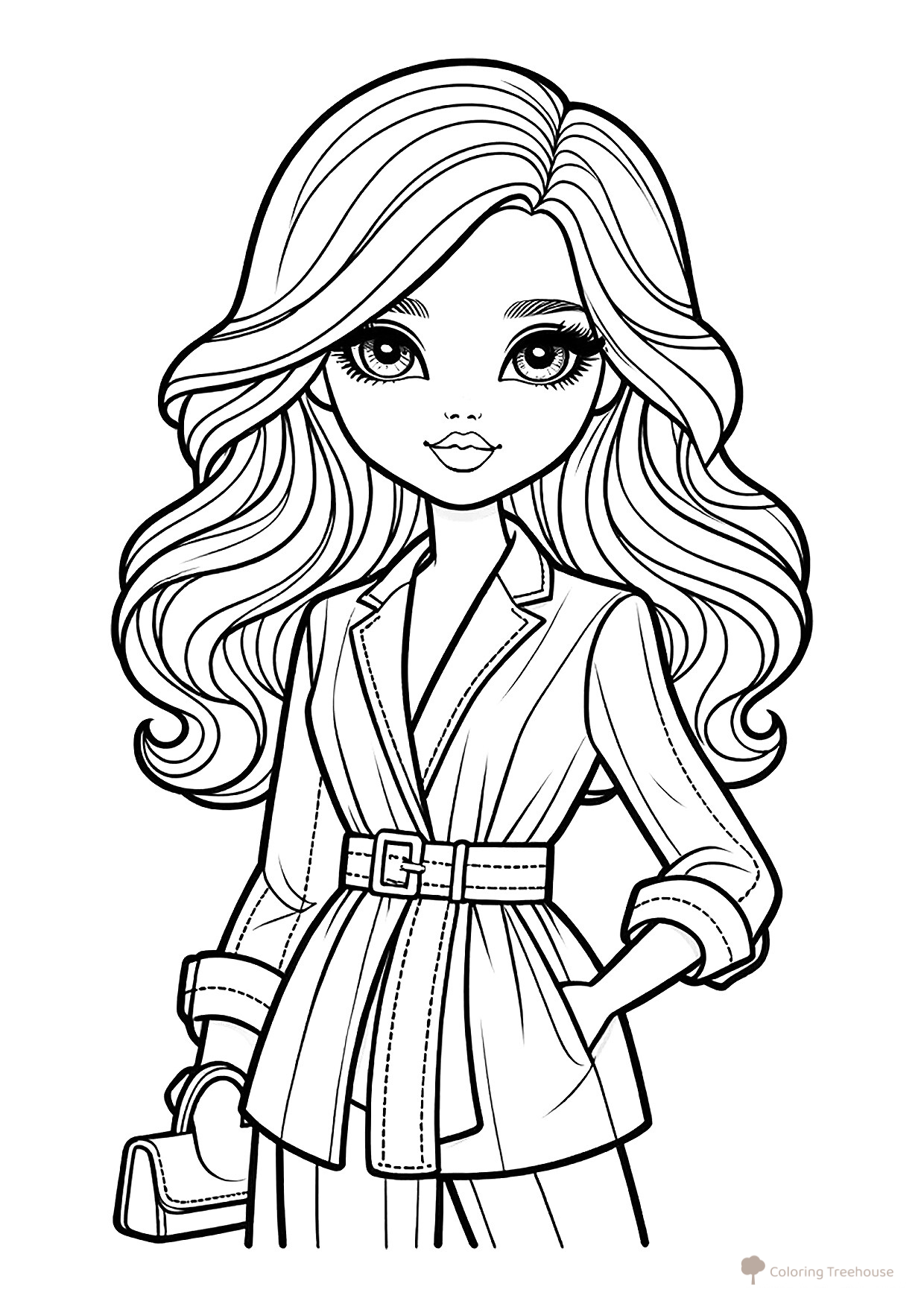 Página para colorear «Muñeca con traje» dibujo para colorear gratis de Páginas para colorear de muñecas