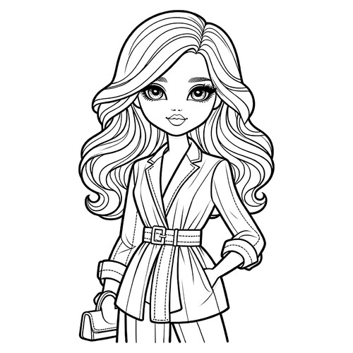 Página para colorear «Muñeca con traje» dibujo para colorear gratis de Páginas para colorear de muñecas