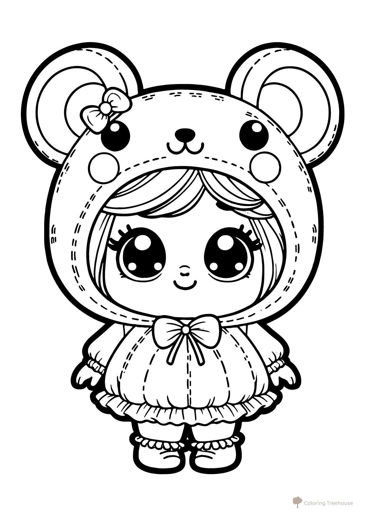 Doll in a Hamster Costume Coloring Page free printable Doll Coloring Pages coloring page