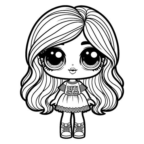 Página para colorear «Muñeca estilo LOL OMG» dibujo para colorear gratis de Páginas para colorear de muñecas