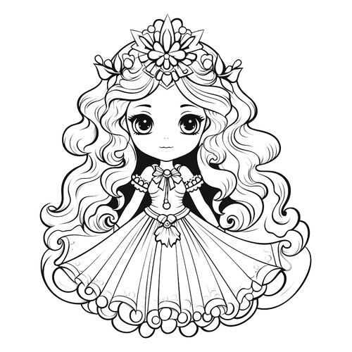 Página para colorear «Muñeca reina» dibujo para colorear gratis de Páginas para colorear de muñecas