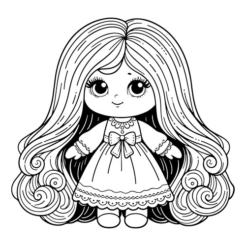 Plantilla para colorear «Muñequita fashion para los peques» dibujo para colorear gratis de Páginas para colorear de muñecas