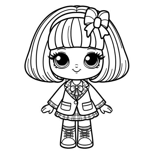 Página para colorear «Bebé escolar» dibujo para colorear gratis de Páginas para colorear de muñecas