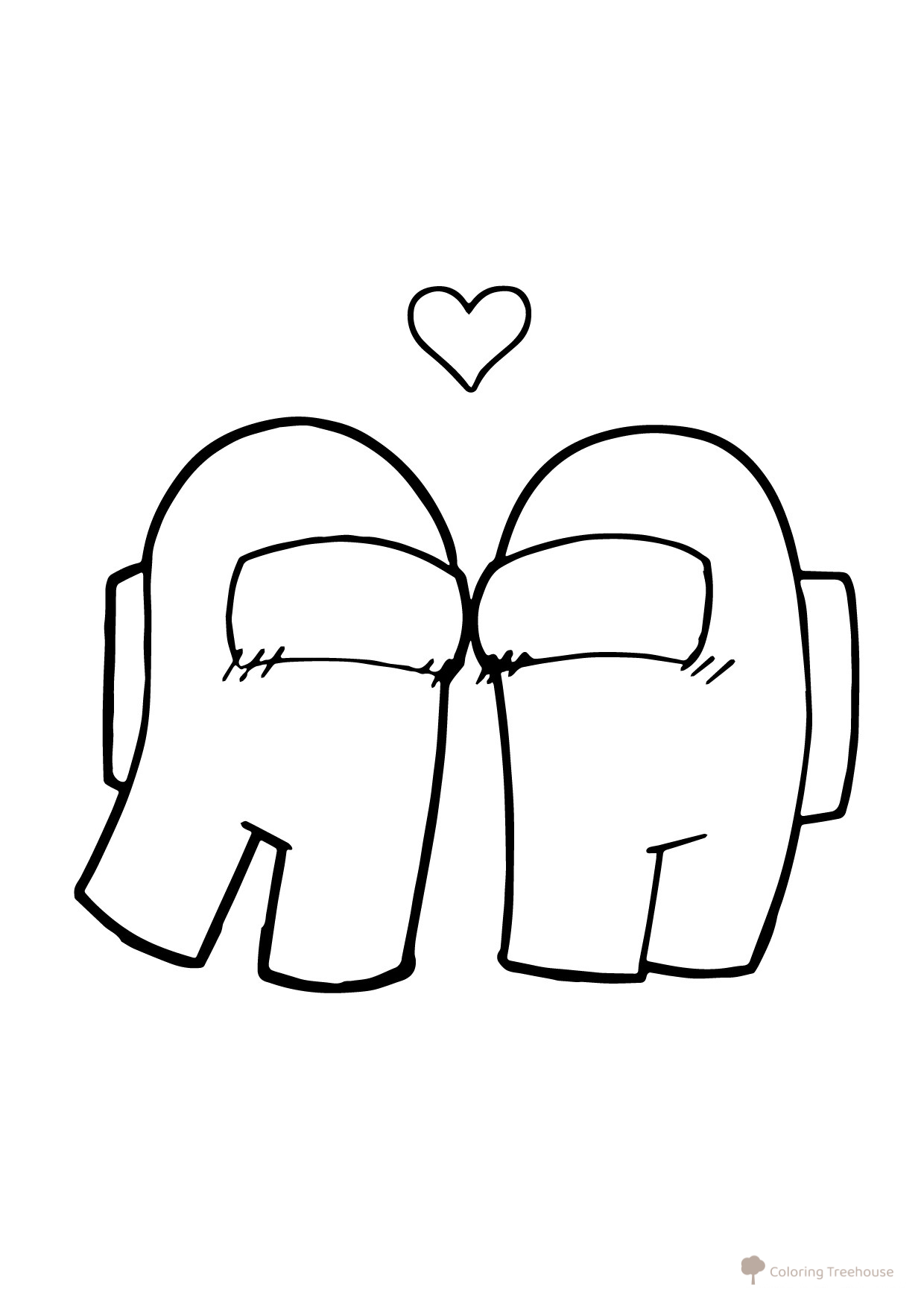Amonг As — pareja enamorada (lámina para colorear) dibujo para colorear gratis de Páginas para colorear de Among Us
