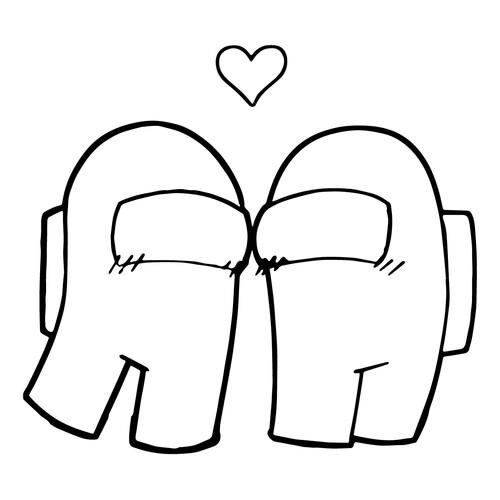 Amonг As — pareja enamorada (lámina para colorear) dibujo para colorear gratis de Páginas para colorear de Among Us