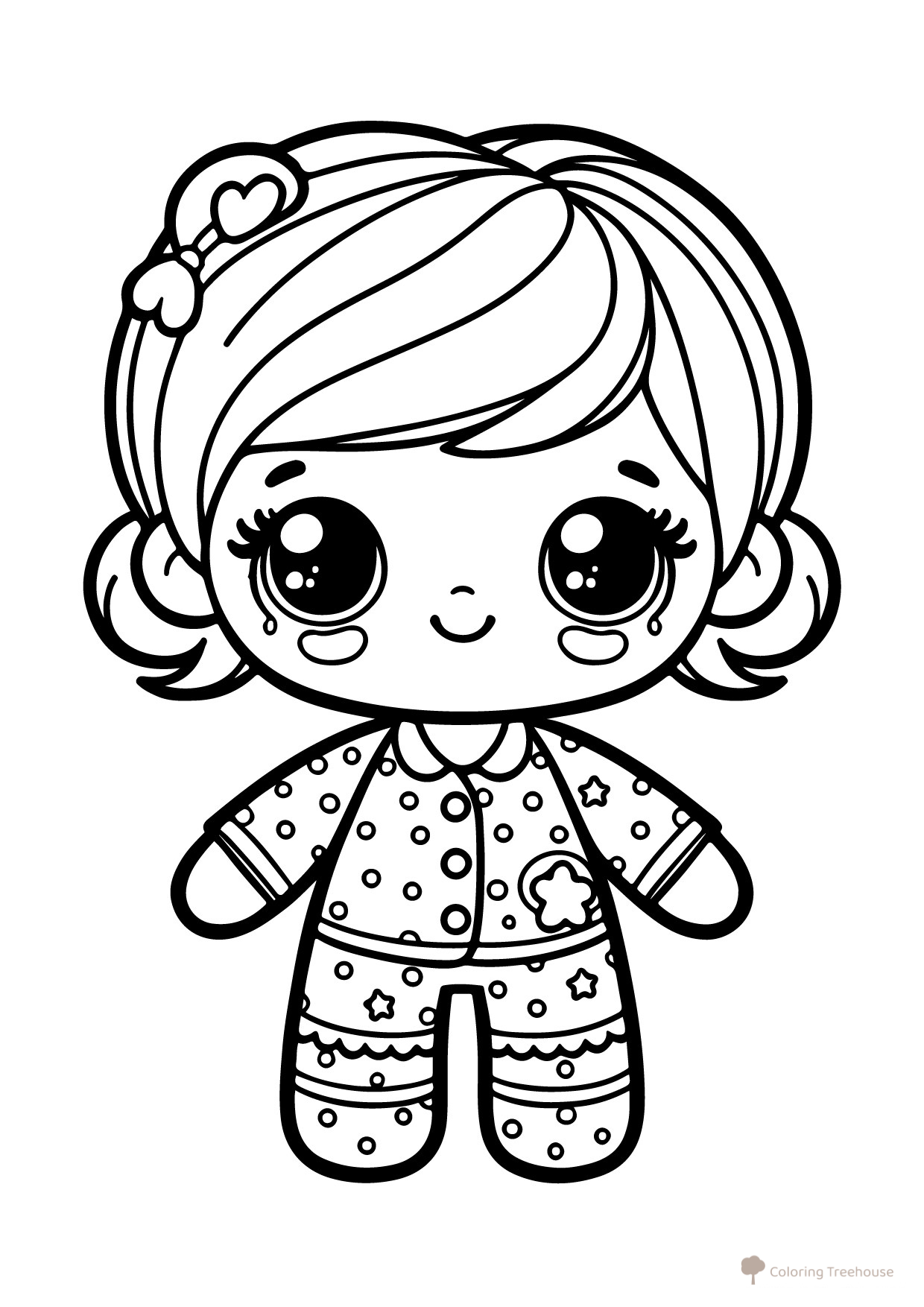 Página para colorear «Muñequita en pijama» dibujo para colorear gratis de Páginas para colorear de muñecas