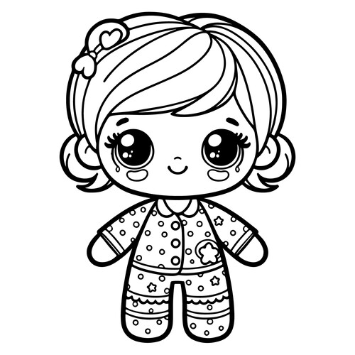 Página para colorear «Muñequita en pijama» dibujo para colorear gratis de Páginas para colorear de muñecas
