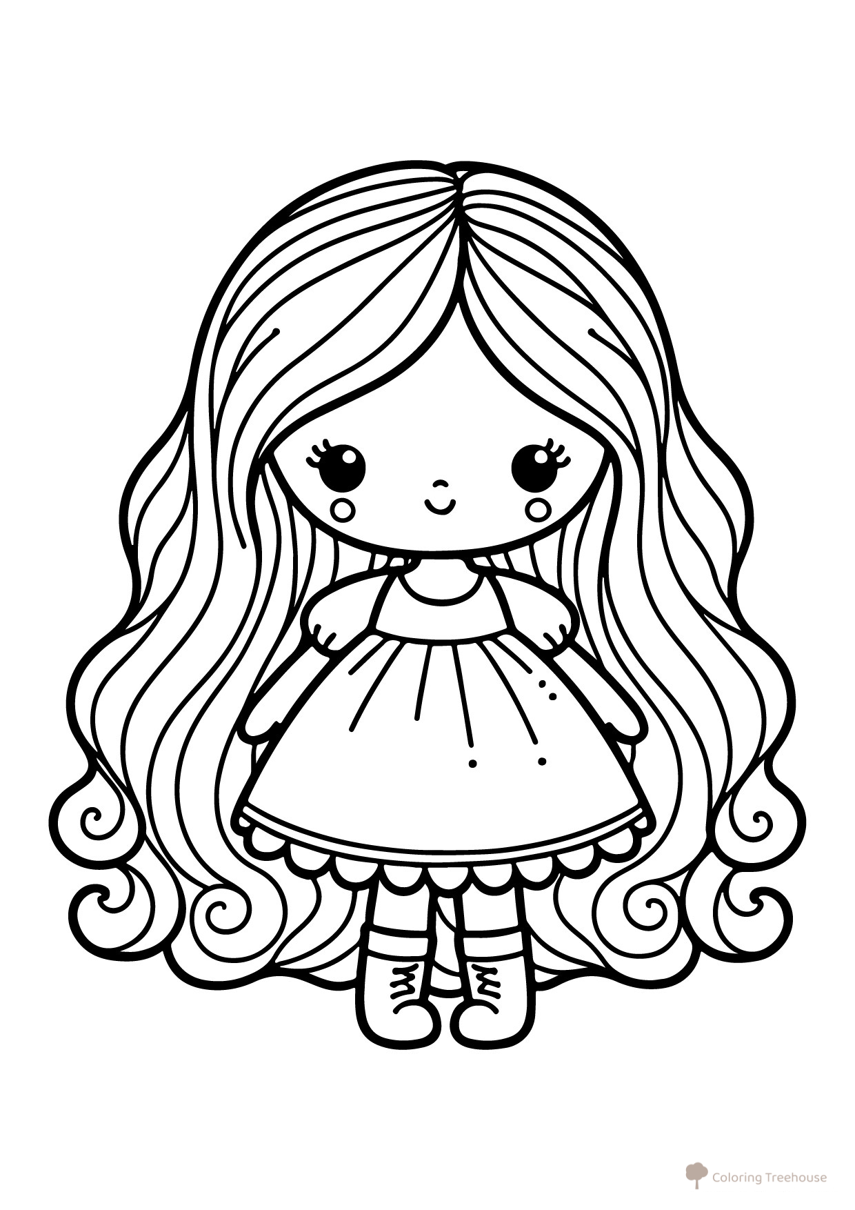 Cute Baby Doll Coloring Page free printable Doll Coloring Pages coloring page