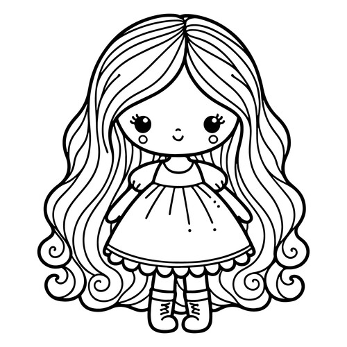 Página para colorear «Linda muñequita bebé» dibujo para colorear gratis de Páginas para colorear de muñecas