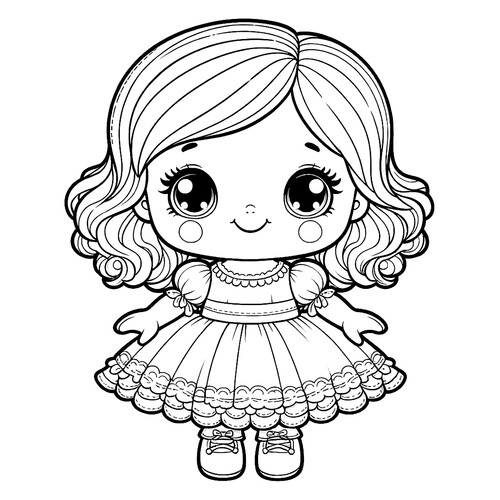 Página para colorear «Linda muñequita para los más pequeños» dibujo para colorear gratis de Páginas para colorear de muñecas