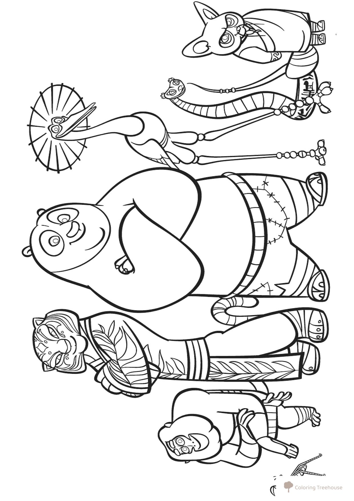 Página para colorear "La Furiosa Quinta" — Po y el Maestro Shifu dibujo para colorear gratis de Páginas para colorear de Kung Fu Panda 3