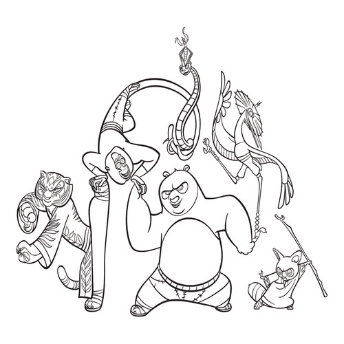 Kung Fu Panda and Friends Coloring Page free printable Kung Fu Panda 3 Coloring Pages coloring page