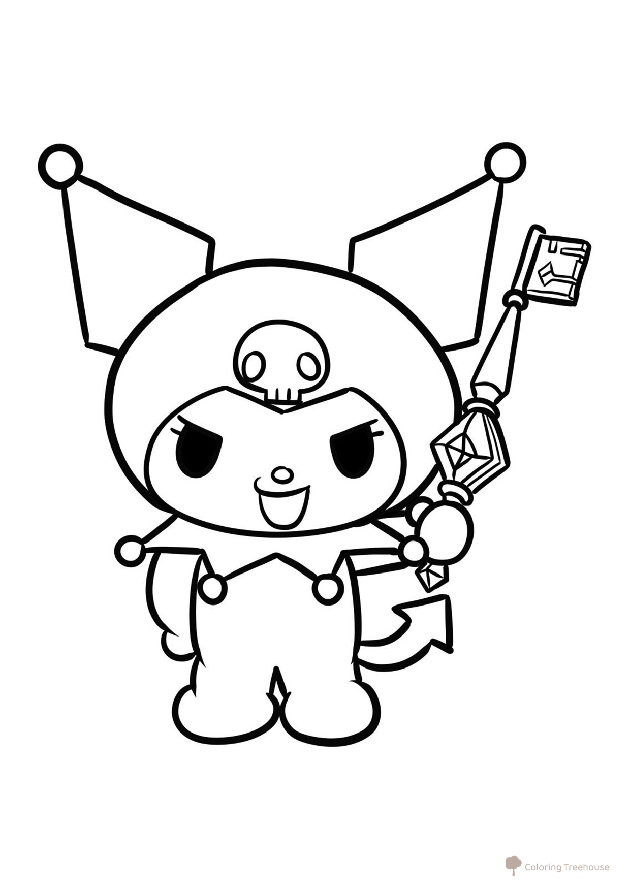 Página para colorear: Kurumi y la clave de Melodía dibujo para colorear gratis de Dibujos para colorear de Kuromi y My Melody