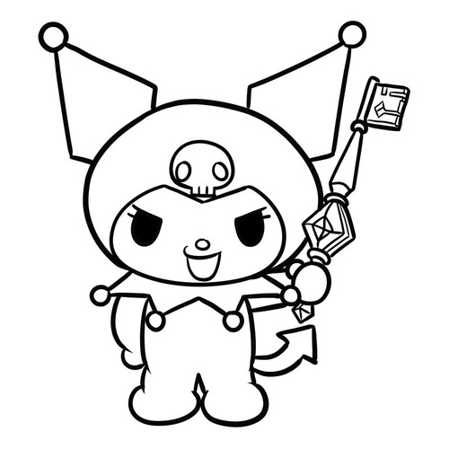 Página para colorear: Kurumi y la clave de Melodía dibujo para colorear gratis de Dibujos para colorear de Kuromi y My Melody