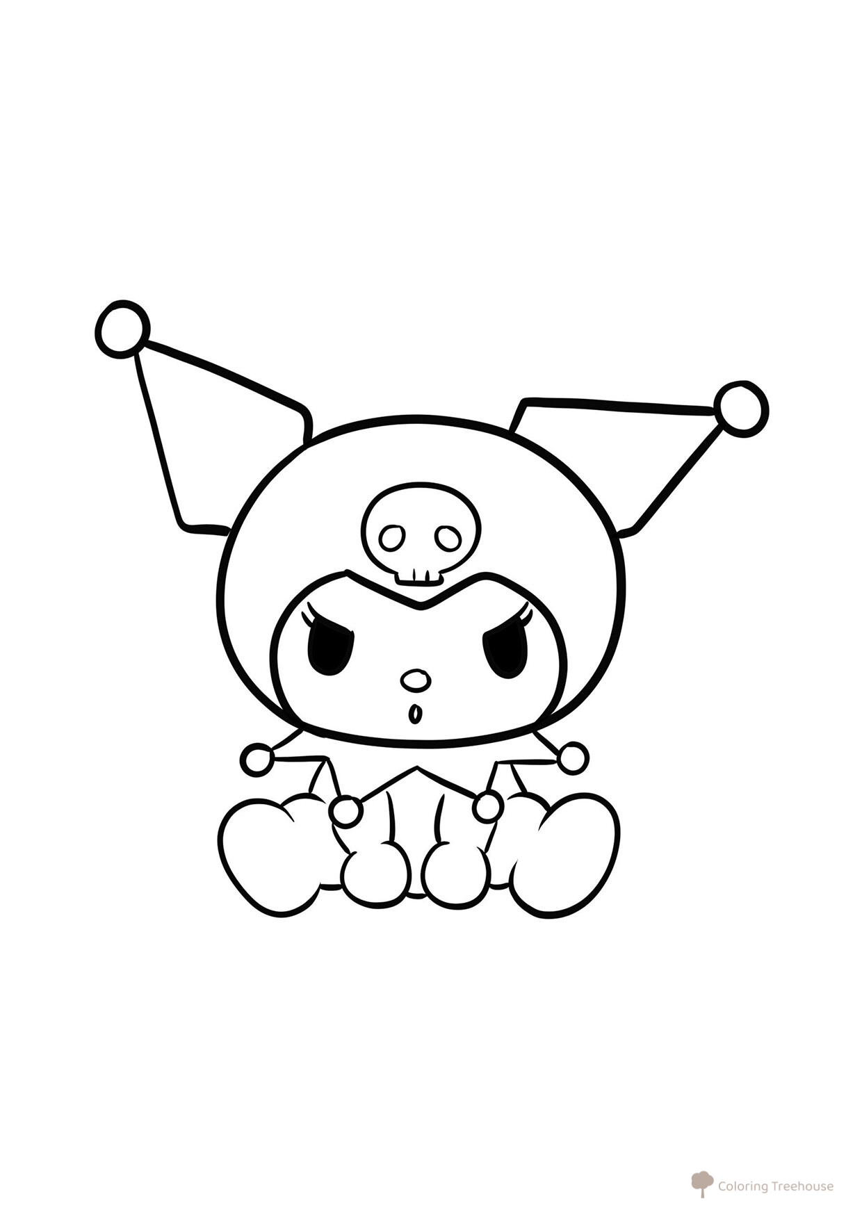 Kuromi Sitting Coloring Page free printable Kuromi and My Melody Coloring Pages coloring page