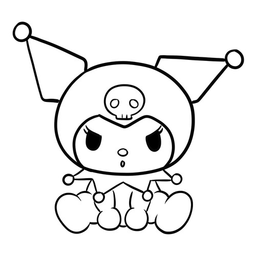 Kuromi Sitting Coloring Page free printable Kuromi and My Melody Coloring Pages coloring page