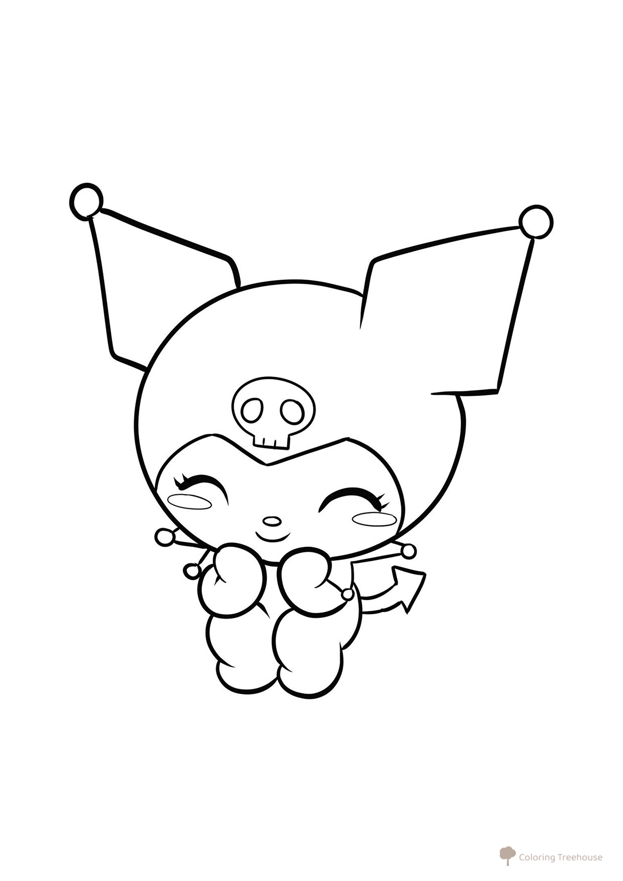 Página para colorear: Kuromi se sonrojó dibujo para colorear gratis de Dibujos para colorear de Kuromi y My Melody
