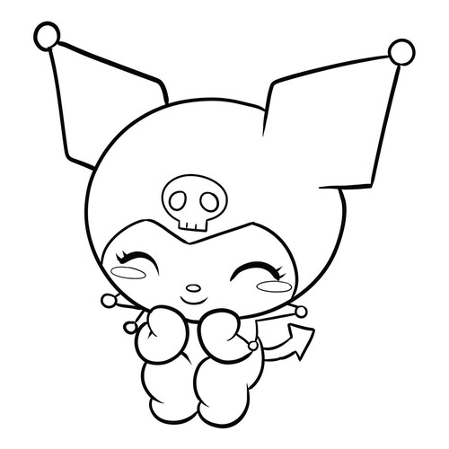 Página para colorear: Kuromi se sonrojó dibujo para colorear gratis de Dibujos para colorear de Kuromi y My Melody