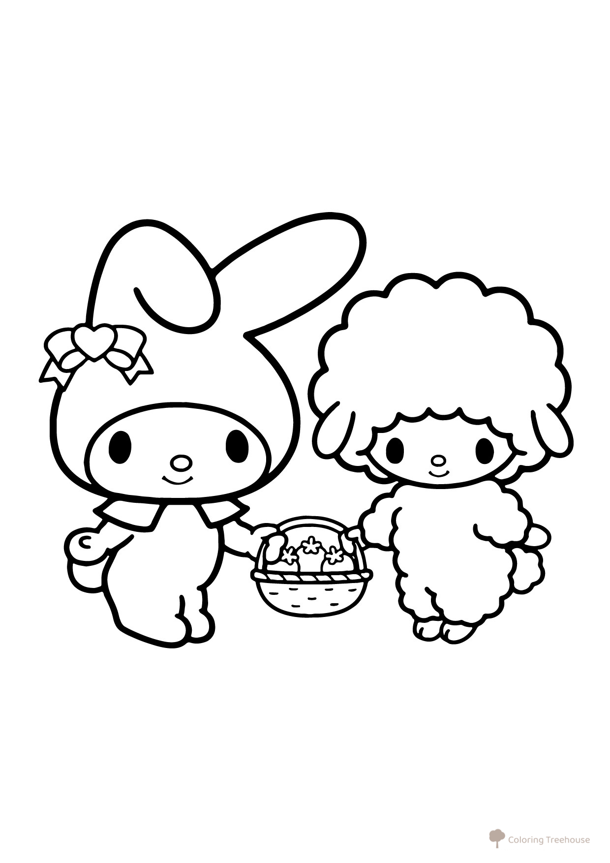 May Melo and Piano-chan Coloring Page free printable Kuromi and My Melody Coloring Pages coloring page