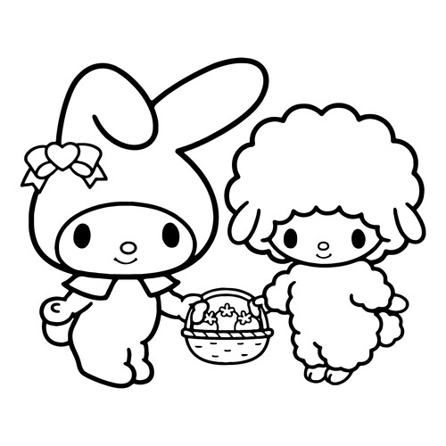 May Melo and Piano-chan Coloring Page free printable Kuromi and My Melody Coloring Pages coloring page