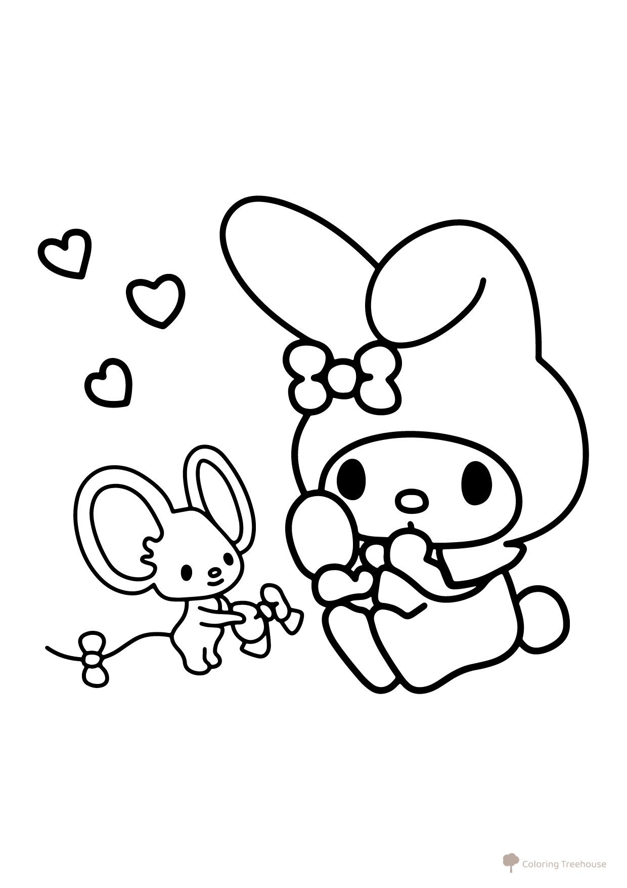 Página para colorear: My Melody y Flat dibujo para colorear gratis de Dibujos para colorear de Kuromi y My Melody