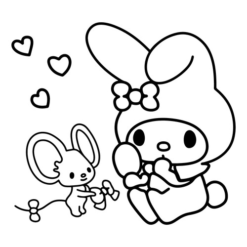 Página para colorear: My Melody y Flat dibujo para colorear gratis de Dibujos para colorear de Kuromi y My Melody