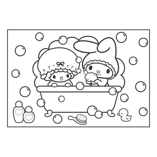 着色页:美乐蒂与绵羊皮亚诺在浴室 免费可打印库洛米与美乐蒂 填色页(可打印)涂色页