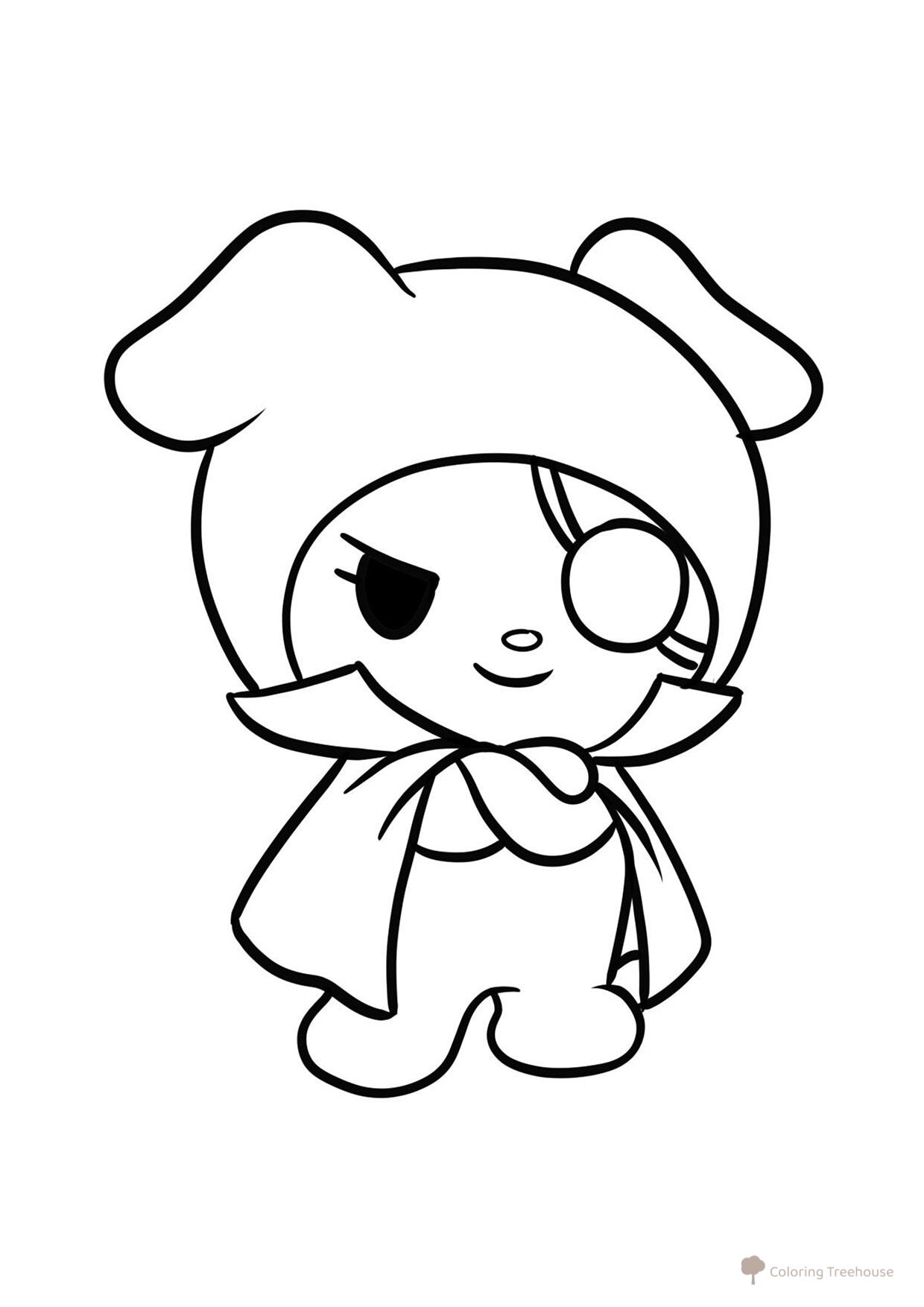 Puppy Vanmi Coloring Page from Kuromi's Gang free printable Kuromi and My Melody Coloring Pages coloring page